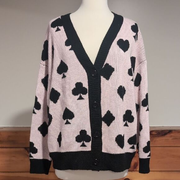 SHEIN Curve Black and Pink Sweater Cardigan - Picture 1 of 5